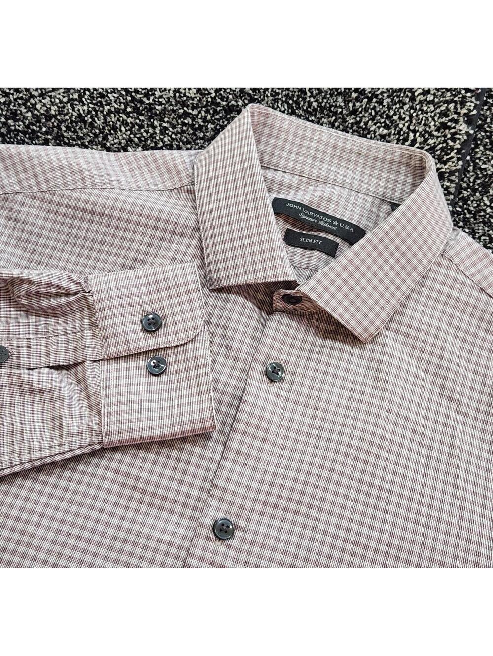 John Varvatos U.S.A. slim fit button-down shirt mélange woven pattern L/S Medium